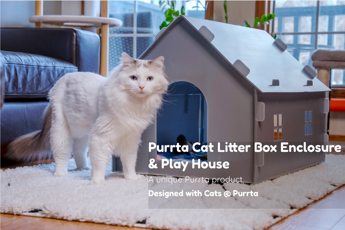 Purrta Cat Litter Box Enclosure & Play House