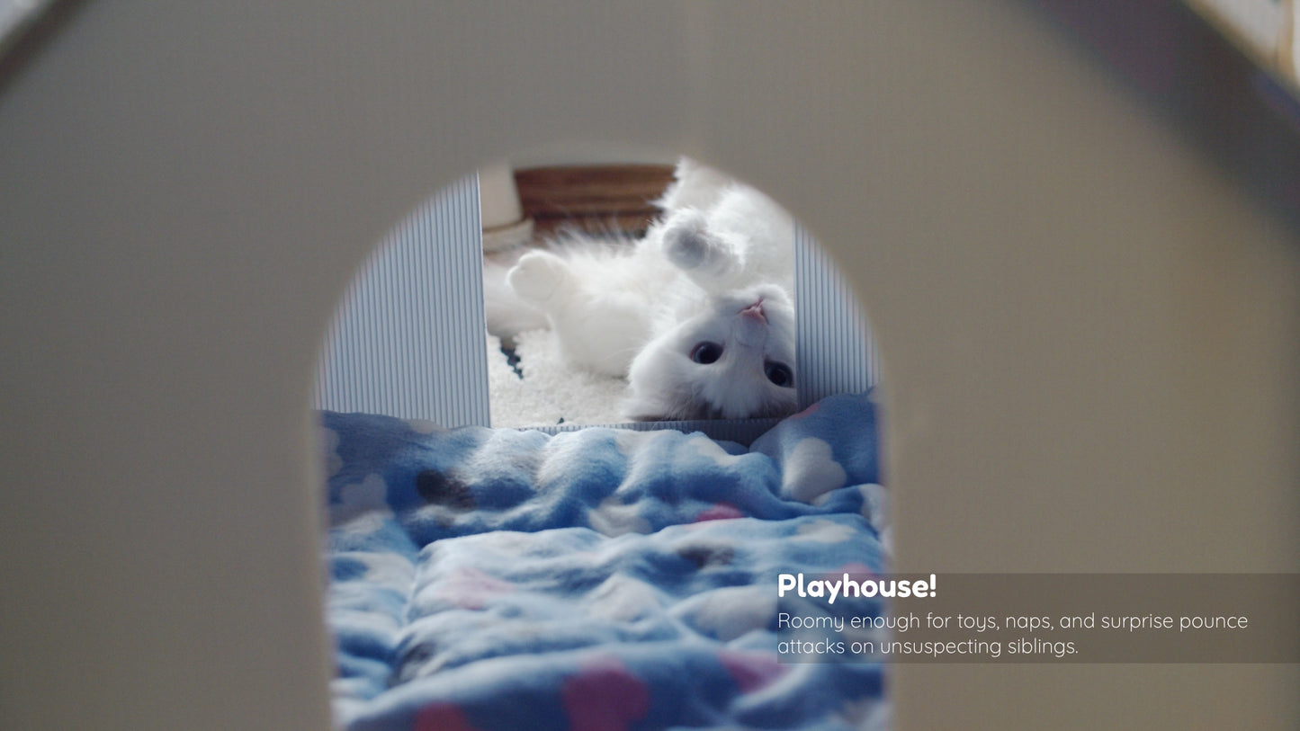 Purrta Cat Litter Box Enclosure & Play House