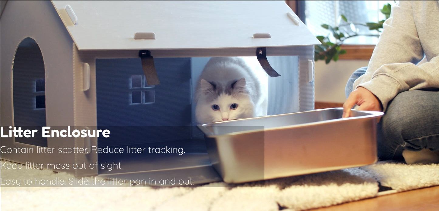 Purrta Cat Litter Box Enclosure & Play House